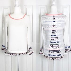 Neon tribal print sheer layered top